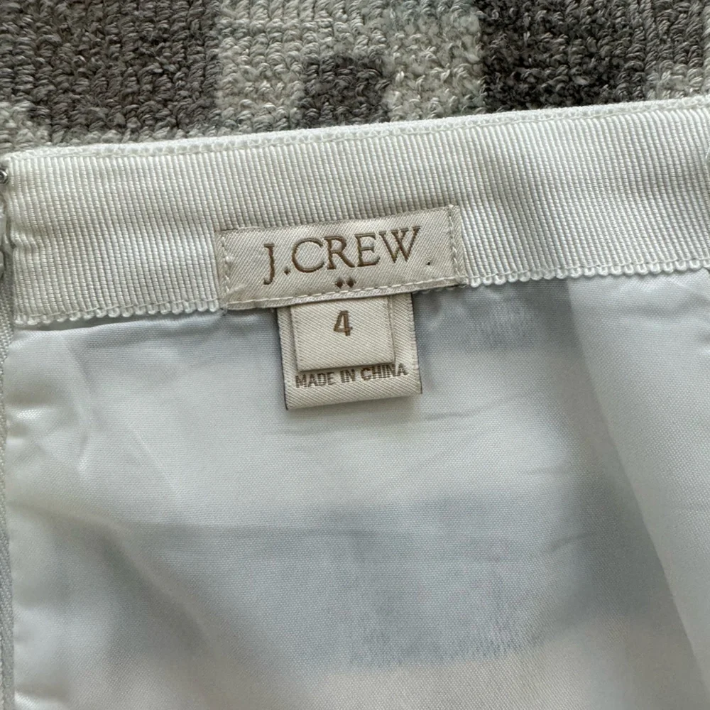 J.Crew Chambray Metallic Gold cream Off White Denim Striped Mini Skirt Lined 4
